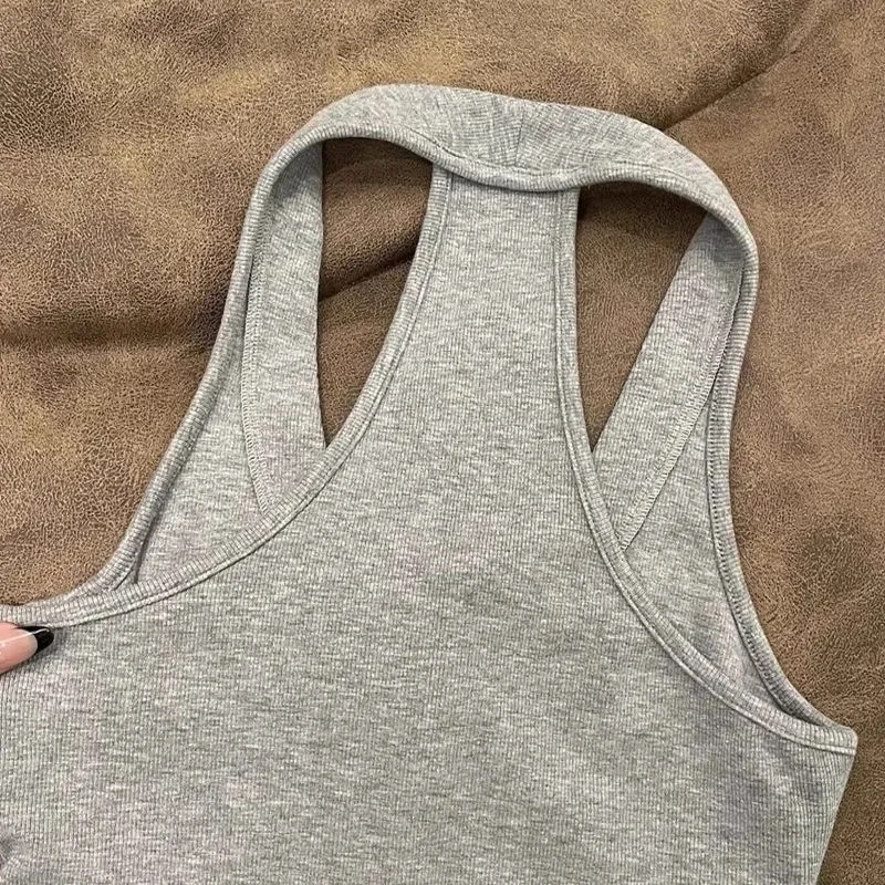 2025 Camiseta ajustada de un solo pecho para mujer, camisola plisada sin mangas con cuello cuadrado, chaleco Sexy de verano a la moda