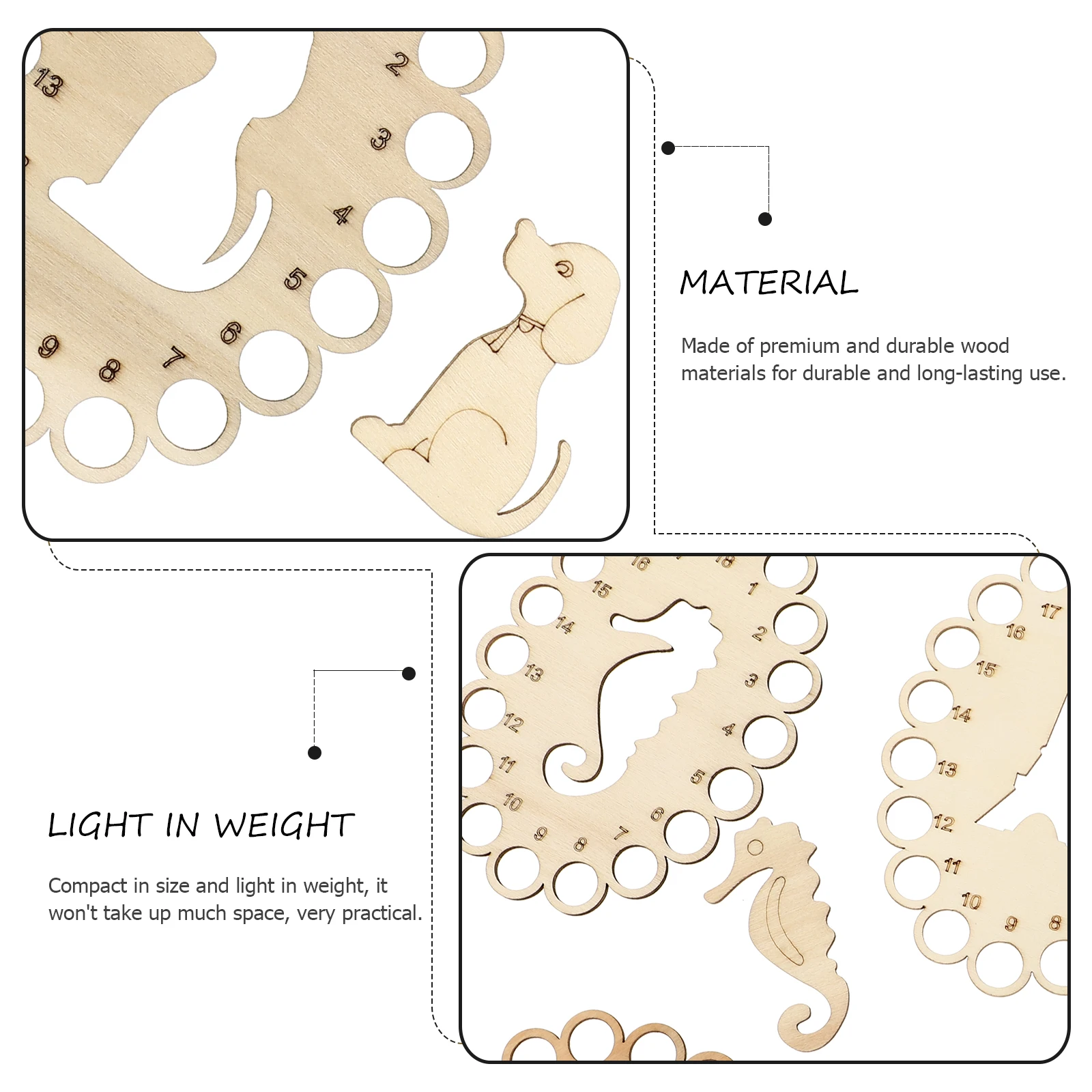 

4pcs Cross Stitch Organizer Wooden Embroidery Floss Storage Plate Sewing Tool Accessory Hollow-Out Design Thread Winding Board