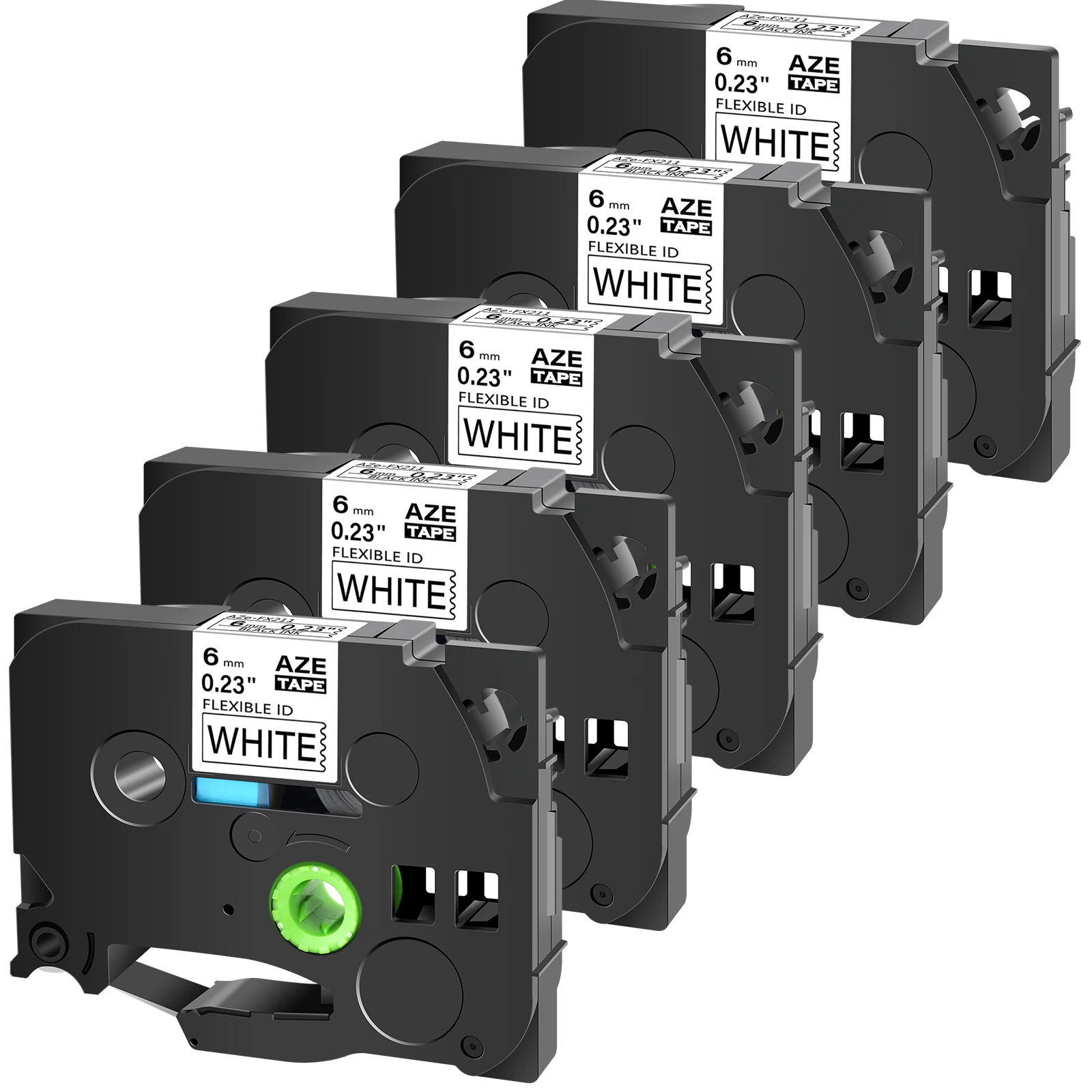 10PK Flexible ID Laminat Compatible Brother TZE-FX211 6mm Label Tape Black on White Cartridge For P-Touch Label Printer PT-1000