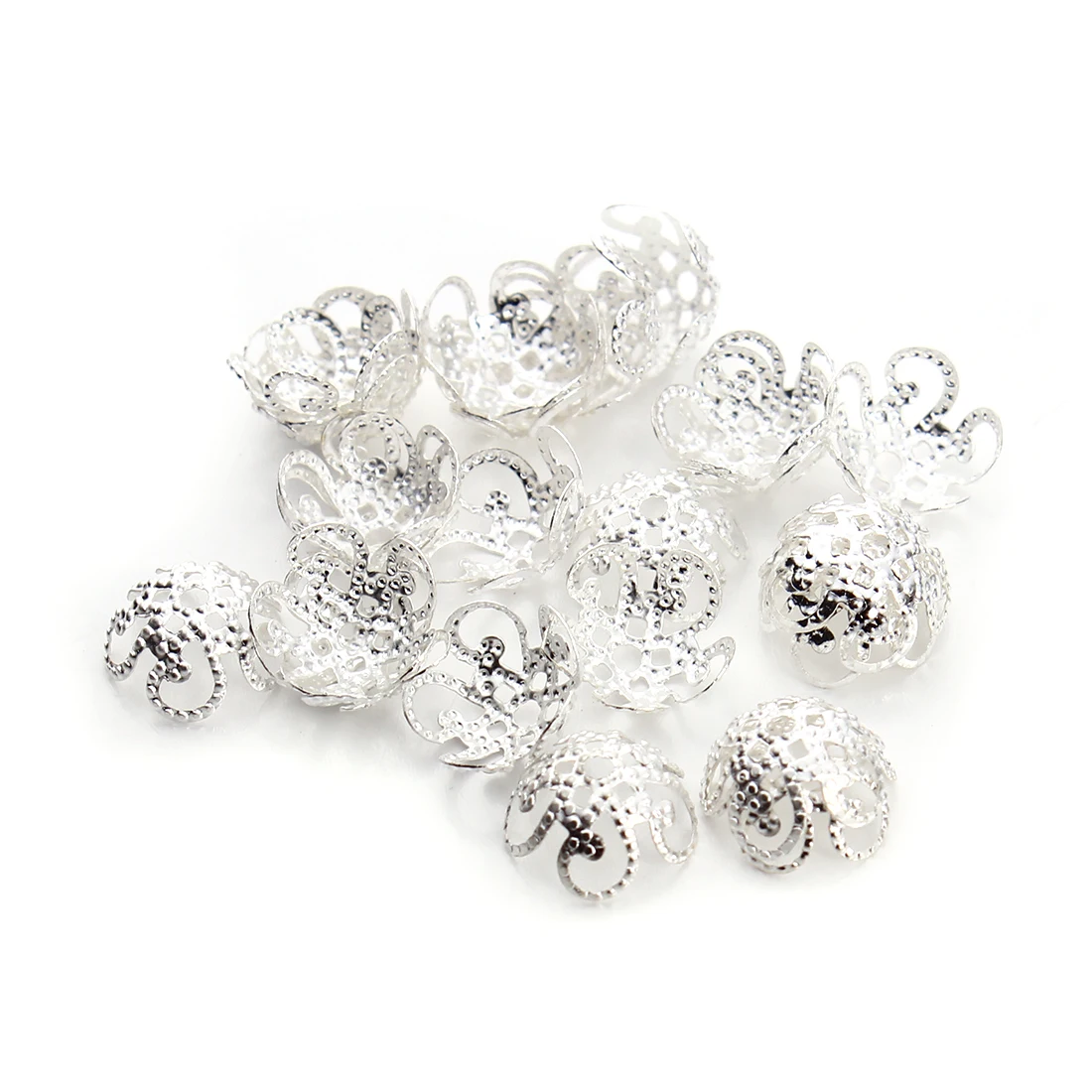 100 teile/los 8/10mm Blumen perlen End Spacer Perlen Kappen Charms Perle Metall End kappen für Schmuck herstellung Ergebnisse DIY Zubehör – Detail 10