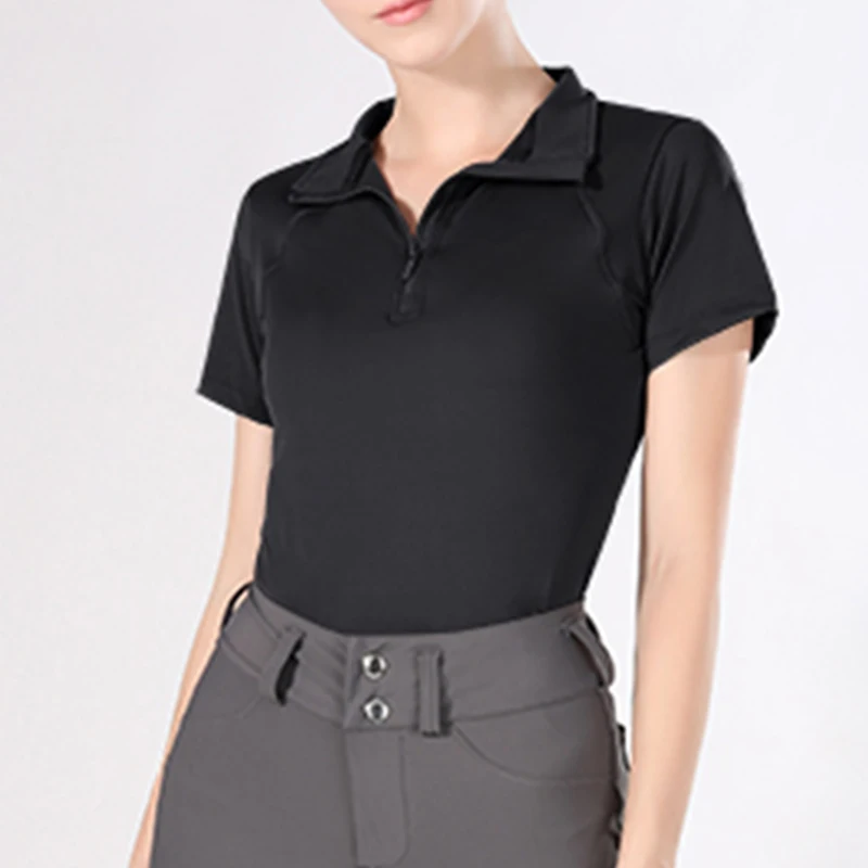 MXLLINA Short Sleeve Equestrian Shirt Women Zipper Horse Riding T-Shirt Sport Breathable T-Shirt Female Equestrian Tops