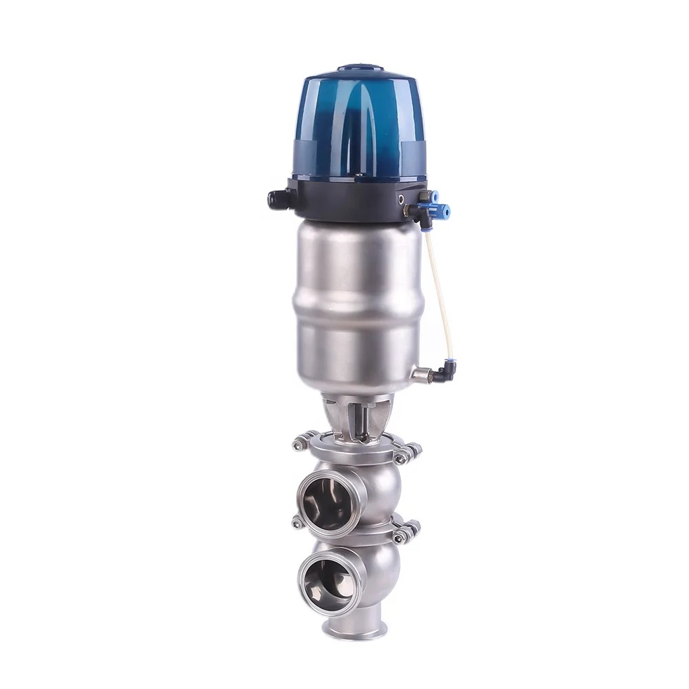 Stainless Steel SS316L Sanitary Hygienic Pneumatic Single Seat Diverter Valve with Intelligent Head