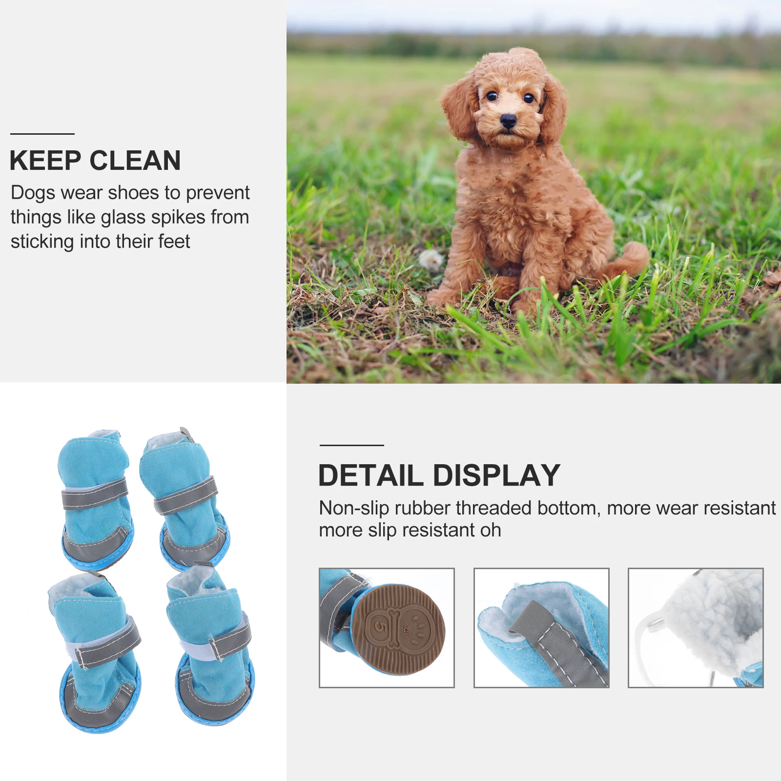 

4pcs Dog Shoes Non-Slip Waterproof Reflective Pet Boots For Dogs Winter Warm Outdoor Footwear Small Pet Anti Skid Shoes