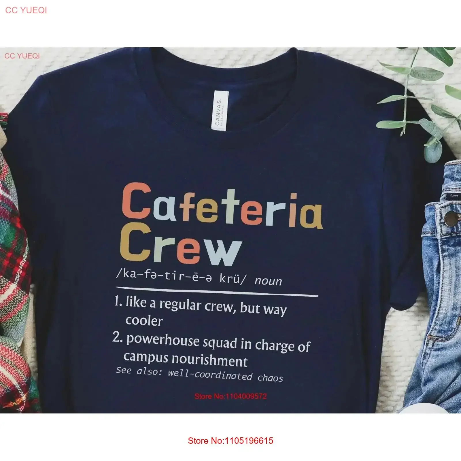 Cafeteria-Team-T-Shirt für den Schulanfang, Mittagessen, Dame, passender Raum, niedlich, Vintage-Stil, gewaschen, vielseitig, gestreckt