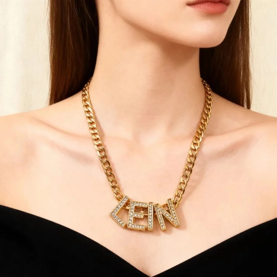 

Ожерелье с кубинской цепочкой по индивидуальному заказу с 26-первой буквой на ключице, кулон с цирконием и буквами, женские ювелирные изделия в подарок