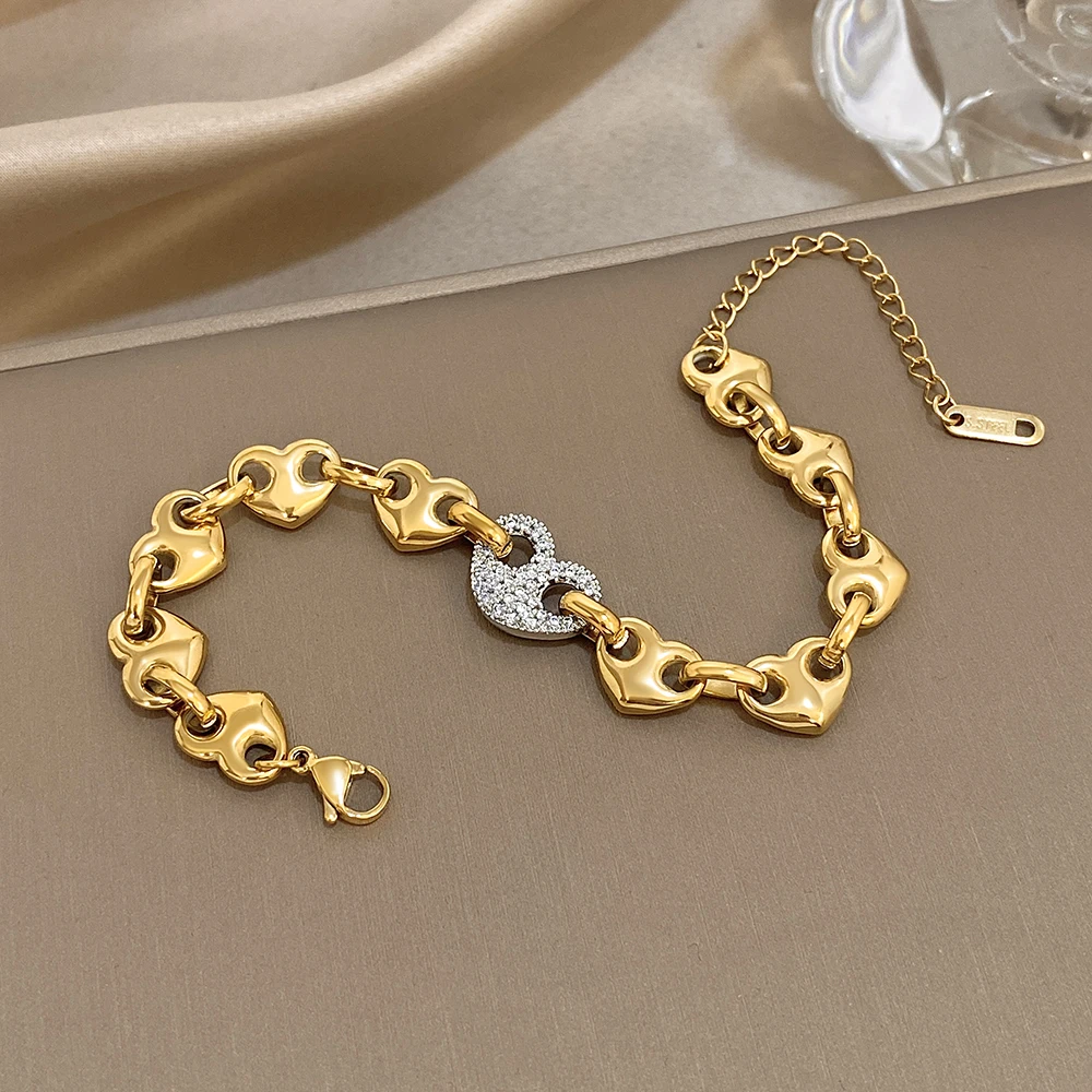 Greatera herzförmiges Strass-Hohlspleißarmband, modisch, kreativ, Valentinstag, Interesse, Geschenke, Kette, Armreif, Schmuck