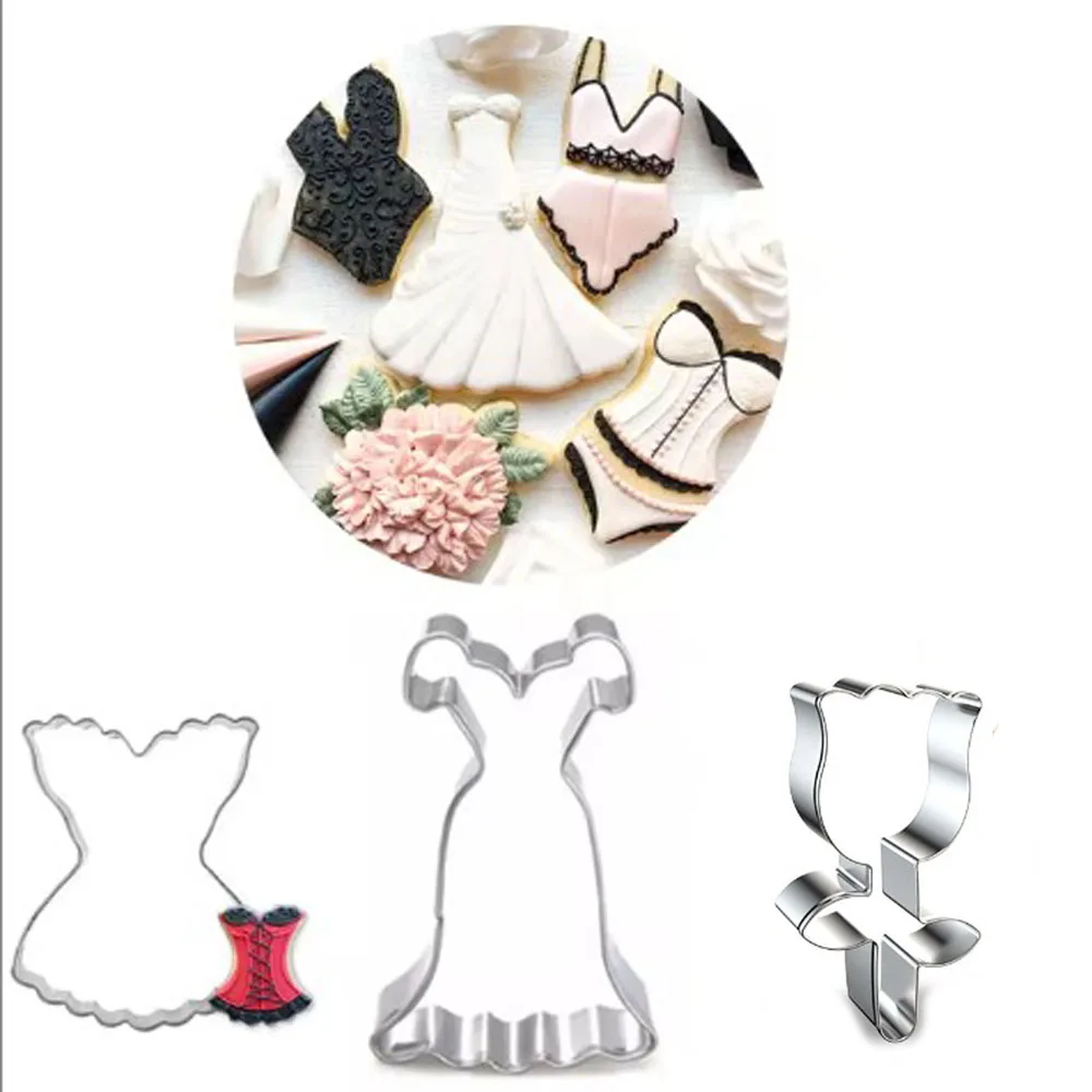 

1pcs patisserie Dress Underwear Rose Stainless Steel Cookie Cutter Sugarcraft Fondant Cake Decor Tool Pastry Shop Biscuit Mould