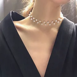 Trendy Pearl Necklace Korean Fashion Jewelry for Women Neck Chain  Choker Collar Accessories Gift Short Necklace Chain Female