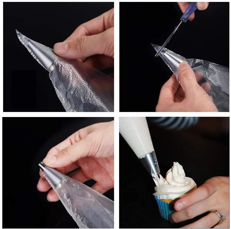 100/500pcs Icing Piping Cream Nozzle Disposable Pastry Bag Fondant Cake Decorating Tips Tools Small Large Size