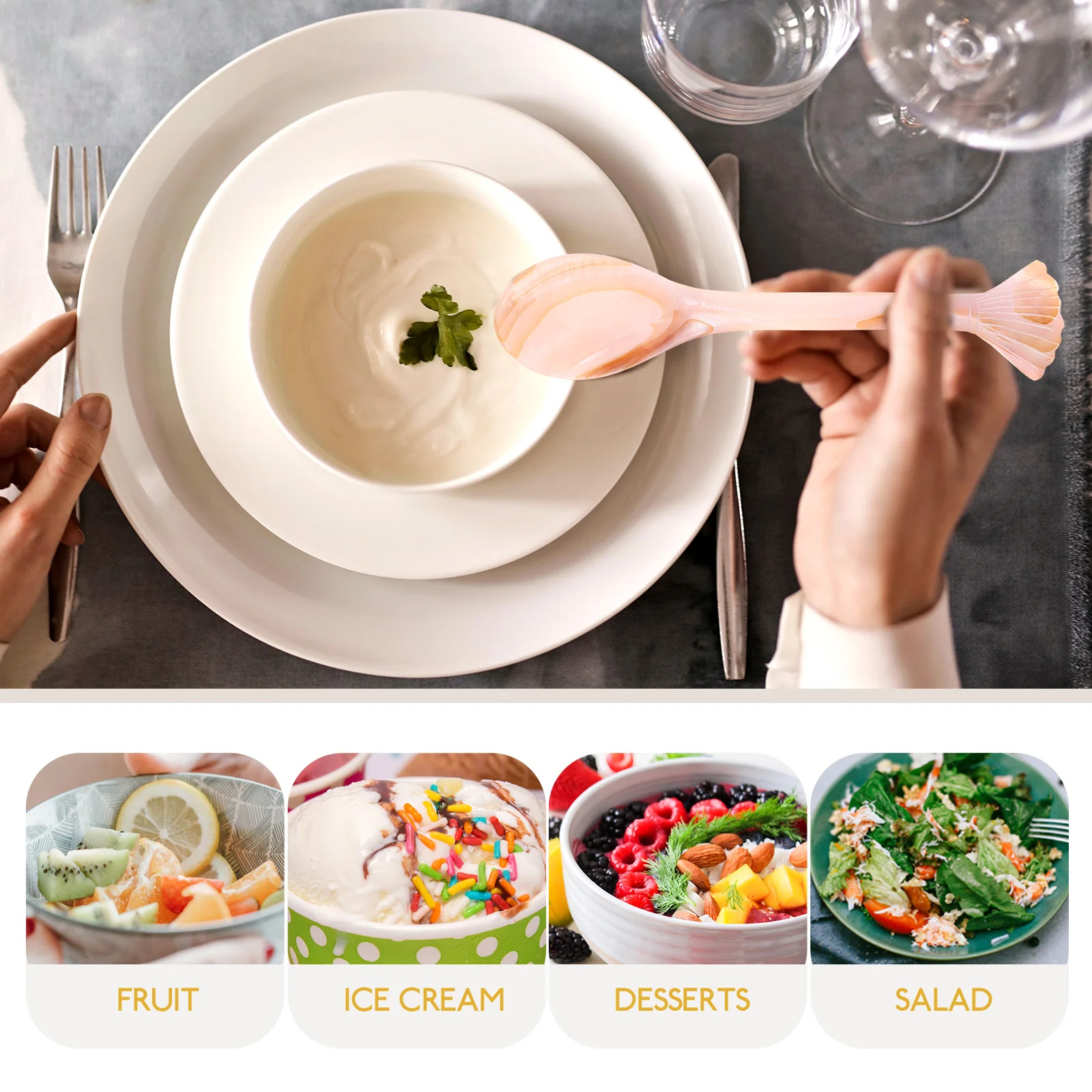 

Creative Unique Shell Coffee Ice Cream Dessert Caviar Mini Compact Stirring Teaspoon Reusable Kitchen Essentials Coffee Stirrer