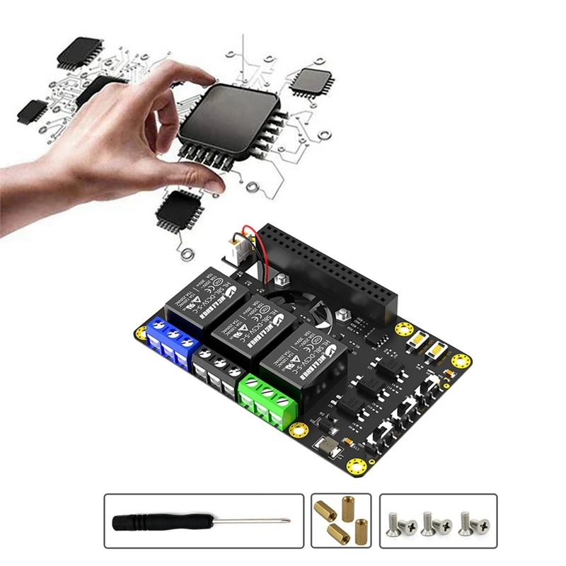 Modul ekspansi papan relai daya dengan kipas pendingin ganda LED berubah warna otomatis untuk Raspberry Pi A + 3A + B + 2B 3B 3B + 4B