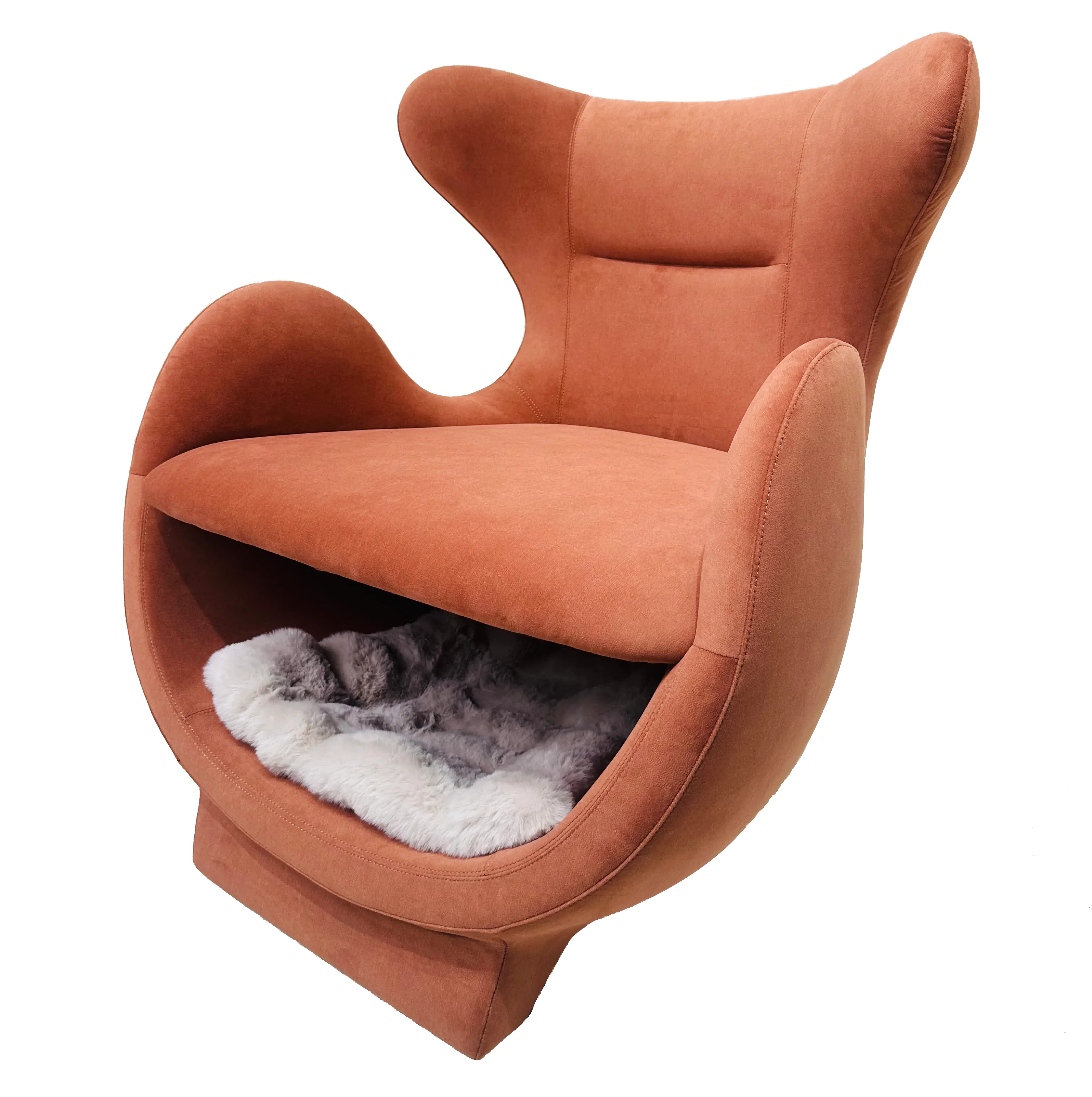 Modern Solid Bamboo Anti-Hair Pet & Human Dual-Use Chair, Regular Seating, Under-Pet Resting Area