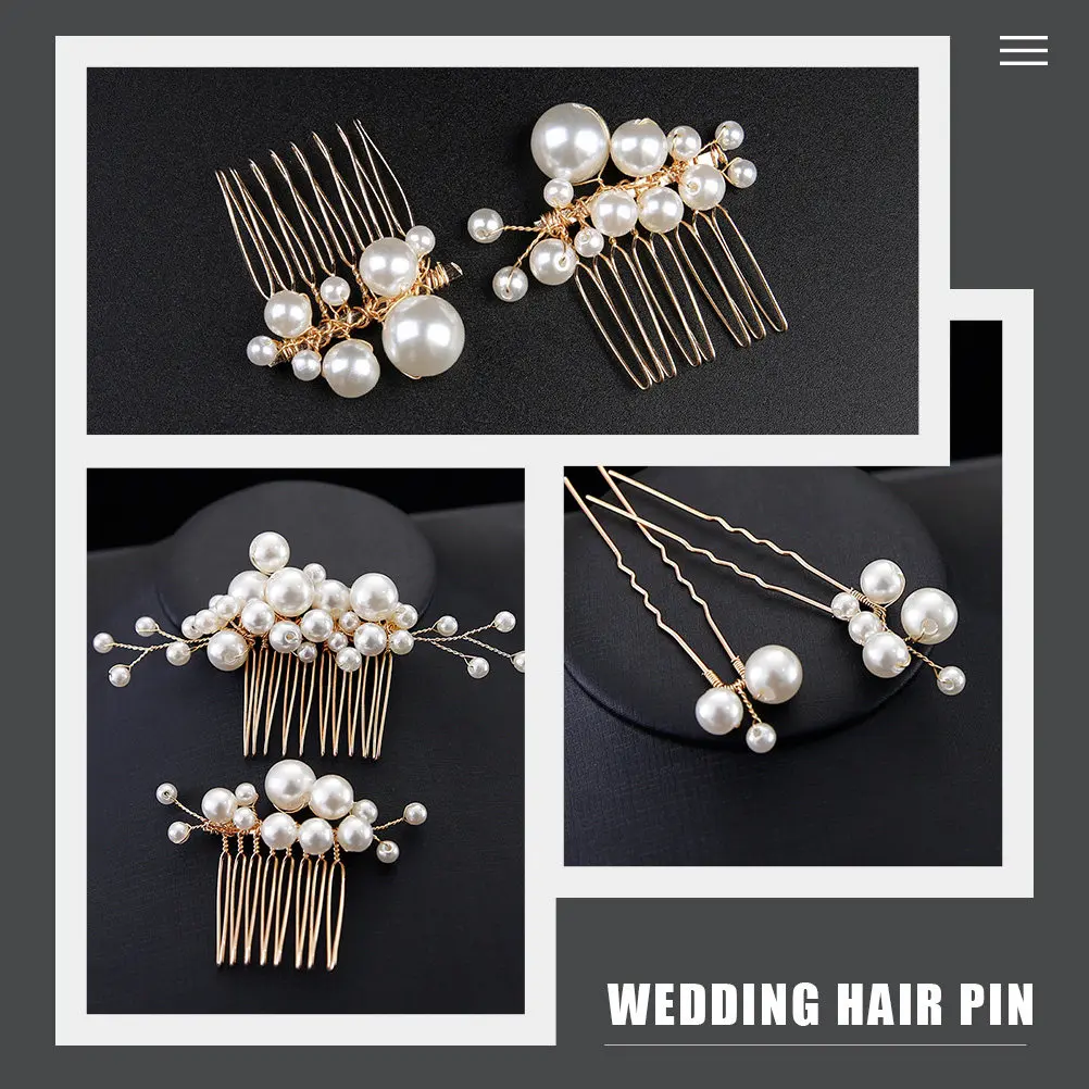

5Pcs Pearl Hair Pin Clip Comb Set for Women Wedding Hair Accessories Bridal Pearls Headpiece Chic Elegant Design for Bride