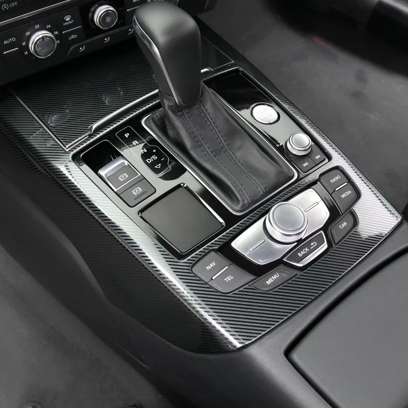 

Car Console Gear Shift Panel Frame Cover Trim Strips For Audi A6 C7 2012-2018 Interior Accessories Carbon Fiber Color Styling