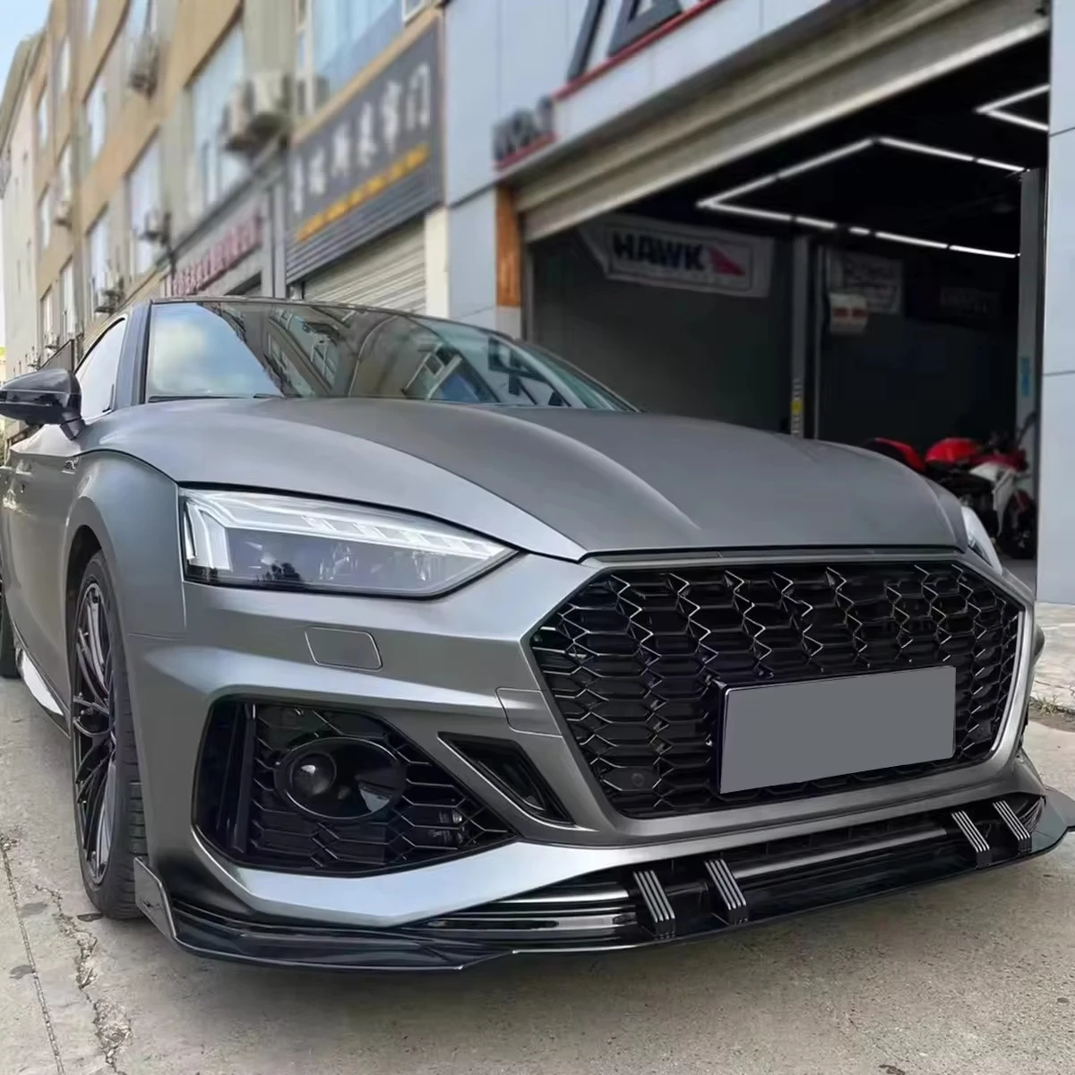 Car RS5 Style Front Bumper Body Kits With Front Lip Black Grille for audis A5 S5 B9.5 2020 2021 2022 2023 2024 - view 6