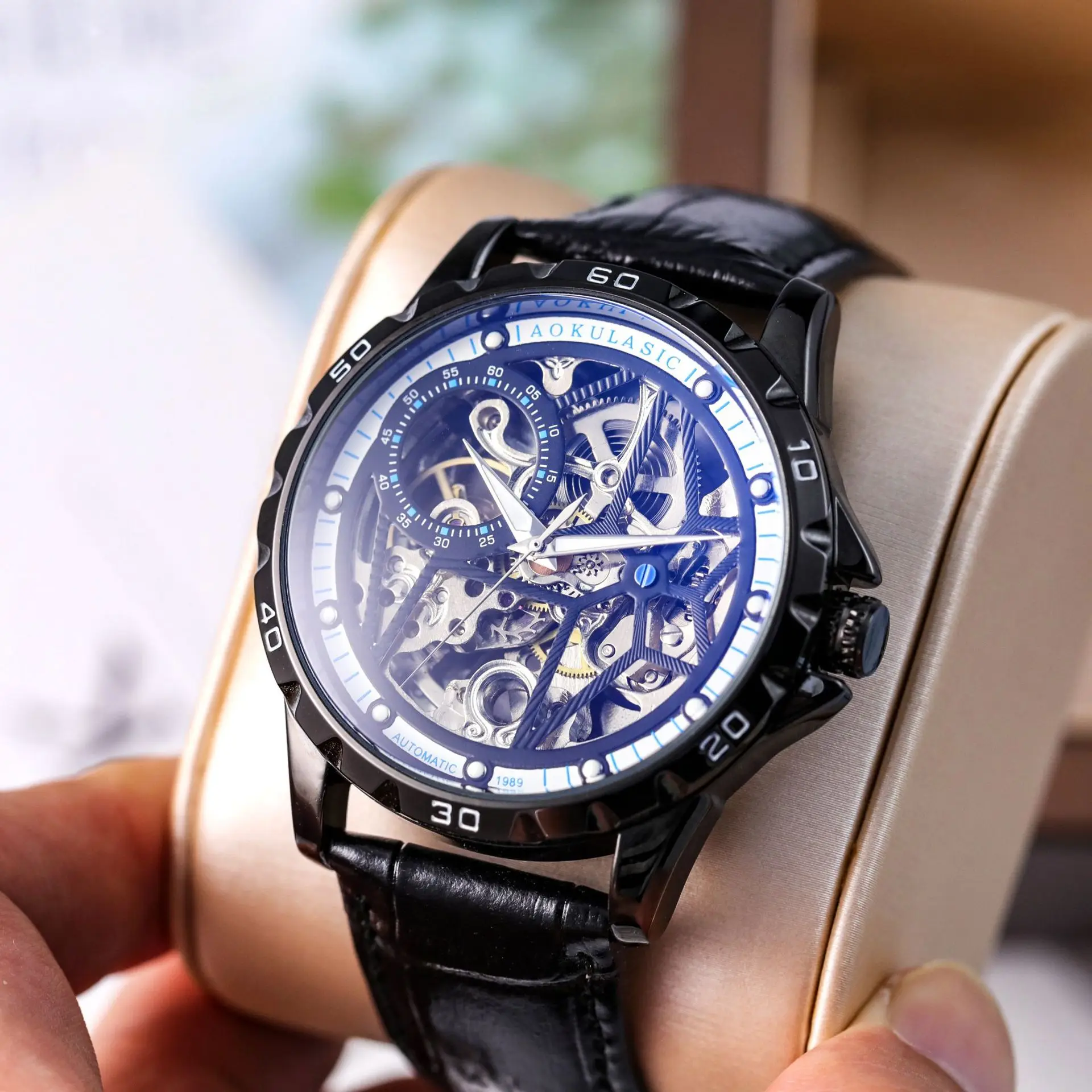 Stainless Steel New Dual-Sided Skeleton Premium Luminous Waterproof Self-Wind Automatic Watch for Men