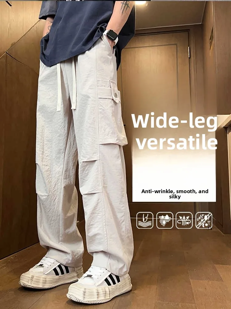 

Длинные повседневные солдатские брюки из ледяного шелка, мужские летние новые свободные повседневные брюки с прямыми штанинами для подростков Faion