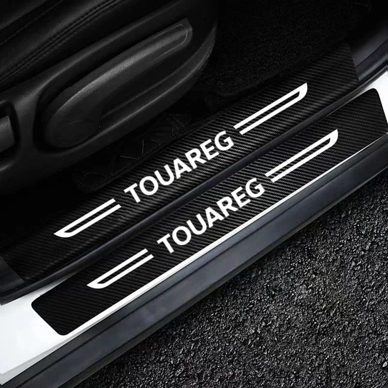 Car Decals for VW Touareg Logo Door Threshold Protective Anti Scratch Stickers Trunk Doorsill Bumper Strips Decor