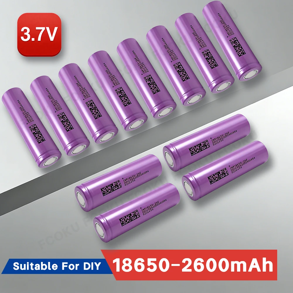 

100% New INR18650 26E Battery 3.7V Rechargeable Lithium 2600mAh 5C Discharge For Toys Flashlight Screwdriver Power Tool DIY