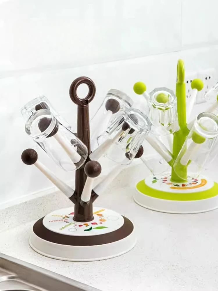 Candy Tree Multi-purpose Water Cup Holder Plastic Household Office Creative Drain Milk Bottle Cup Storage Rack Non-slip Bottom