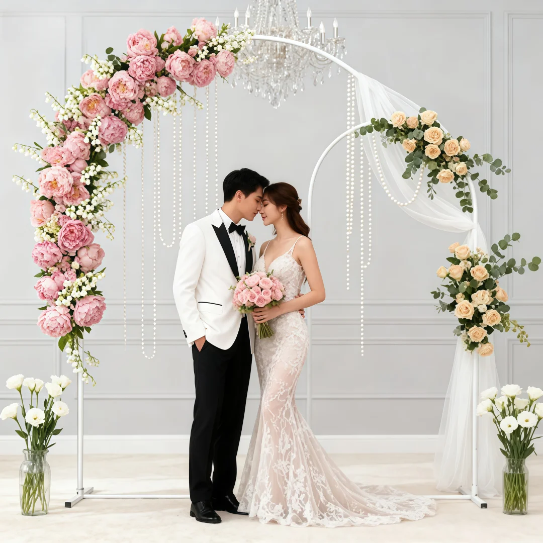 

Элегантная металлическая свадебная арка, фоновая рамка, подходит для внутренних и наружных церемоний, детских вечеринок, дней рождения, вечеринок