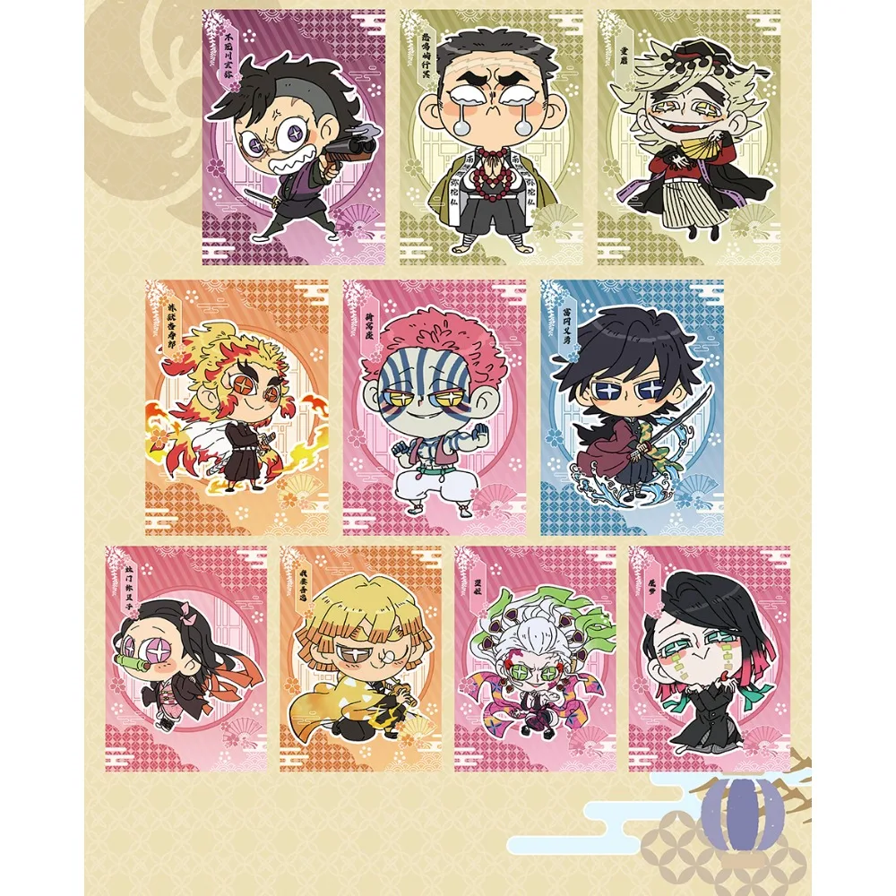 Venta al por mayor de tarjetas de colección Demon Slayer para niños y niñas, tarjeta de personaje de Anime de sangre caliente Popular japonesa, regalo de tendencia de moda de ladrillo