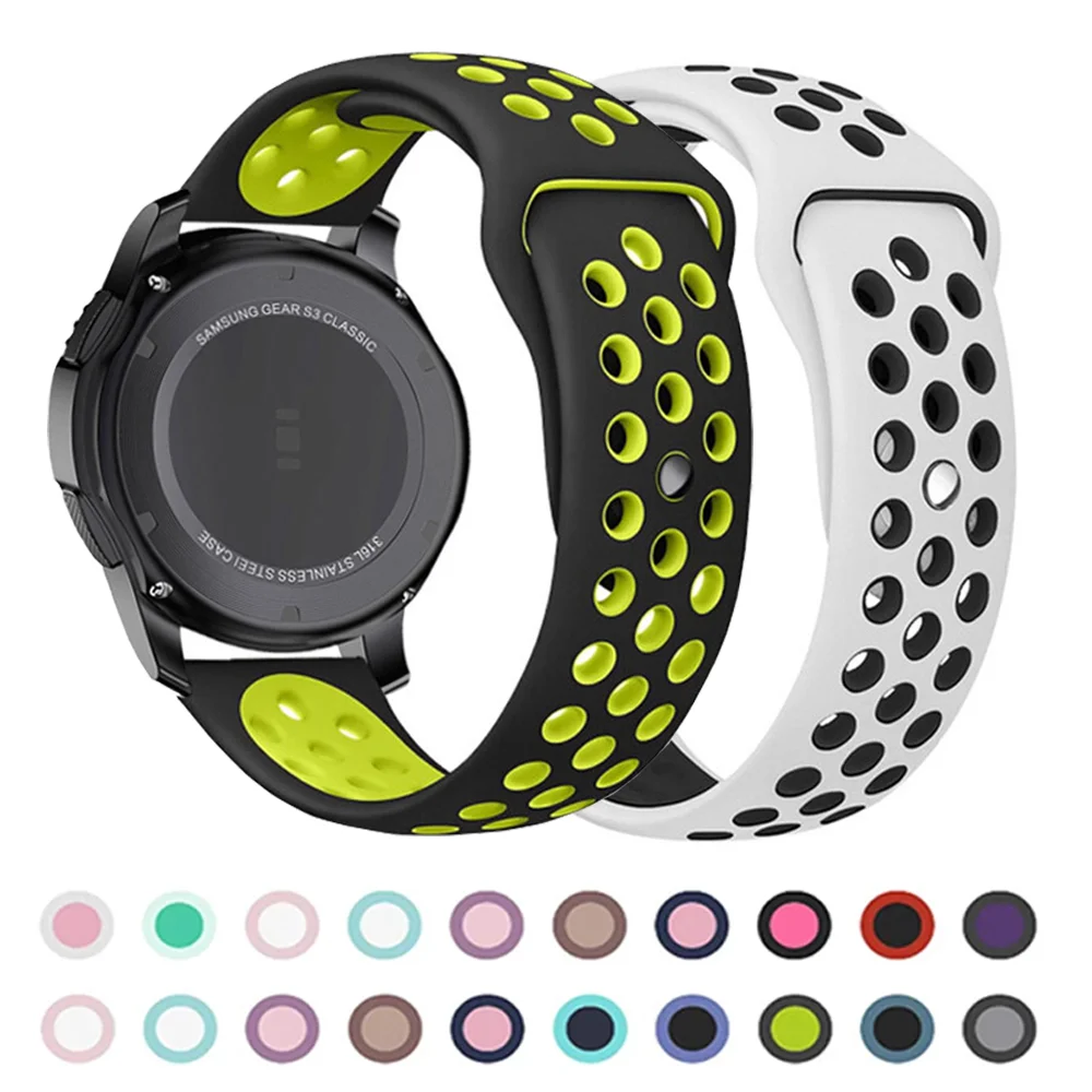 20 مللي متر 22 مللي متر الفرقة لساعة سامسونج جالاكسي 4 6 40 مللي متر 44 مللي متر 5 برو 45 مللي متر الكلاسيكية 43 مللي متر 47 مللي متر 46 مللي متر سيليكون كوريا هواوي GT 2/2e/3 حزام