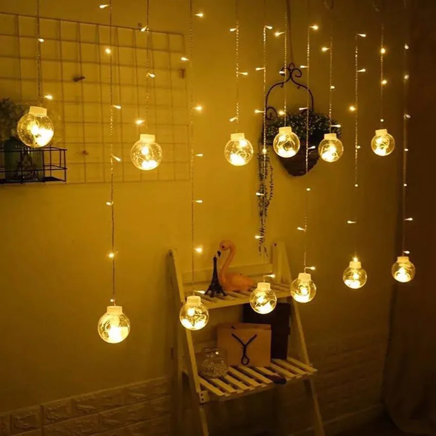 2.5M AC220V Transparent Wishing Balls LED Curtain Fairy String Lights Romantic Xmas Christmas Wedding Party Decoration Lights