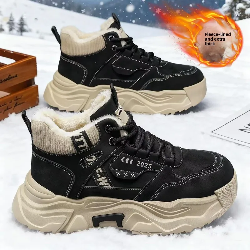 

Зимние повседневные ботинки для мужчин, теплая непромокаемая противоскользящая зимняя обувь, уличная термобелье из хлопка, удобная подкладка из искусственного меха