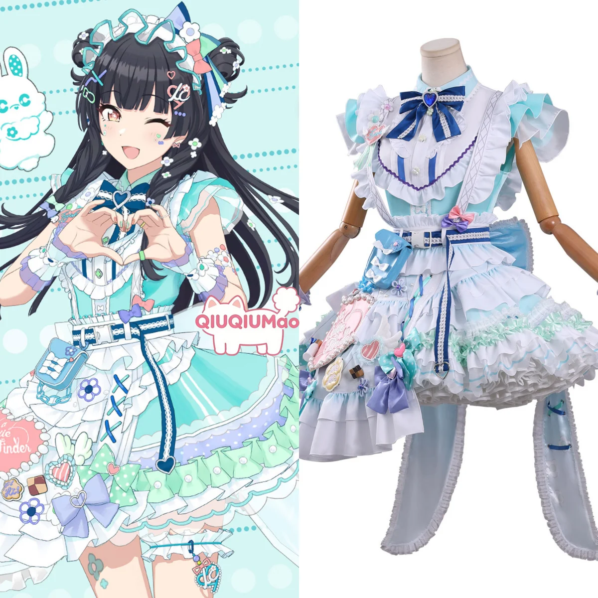 

THE IDOLM Cosplay STER SHINY COLORS Costume Anime Fuyuko Mayuzumi Role Playing Cute Blue Lolita Dress Outfit for Women Comic Con