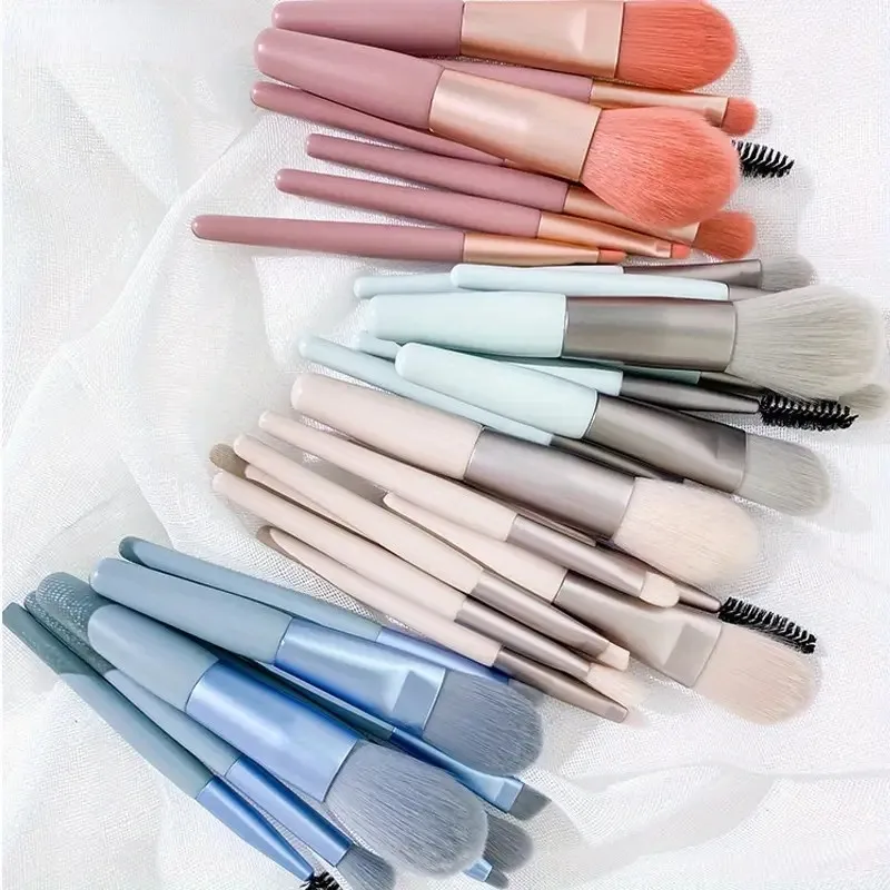 8 pçs mini conjunto de pincéis de maquiagem pincéis de maquiagem fundação mistura blush corretivo sombra de olho mistura delineador conjunto de pincéis de maquiagem para trave
