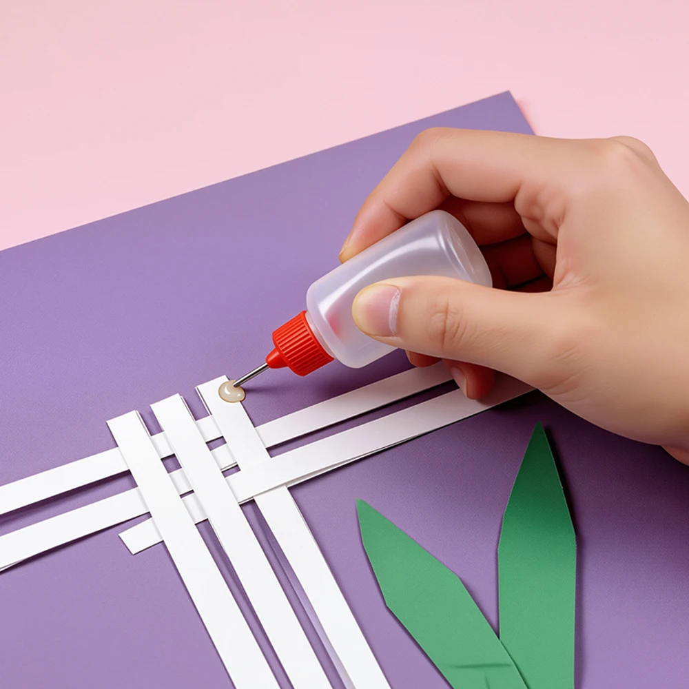 Set di 5 Flaconi Applicatori di Precisione da 10ml-120ml con Punta a Ago e 2 Mini Imbuti per Pittura Fai-da-Te e Quilling su Carta