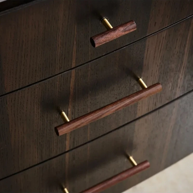 مقابض ومقابض خزائن خشبية حديثة وبسيطة ومضادة للتكسير ومضادة للأكسدة ومقابض أثاث من خشب الجوز والنحاس #2
