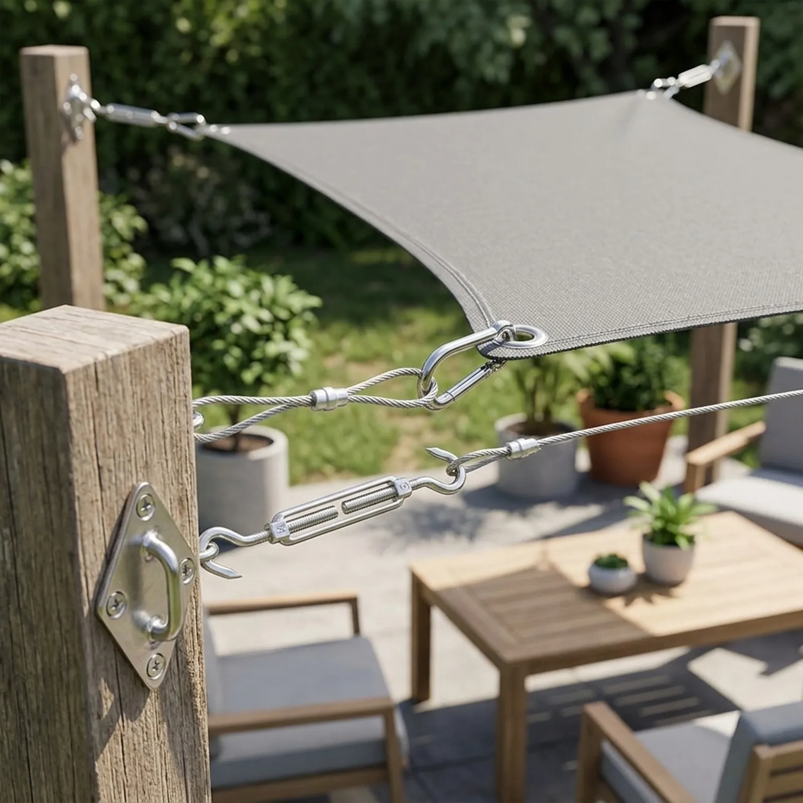 Stainless Steel Shade for sail Hardware Kit for Sunshade Sails 44 Pcs 5 MM Triangle/Rectangle and Easy Installation