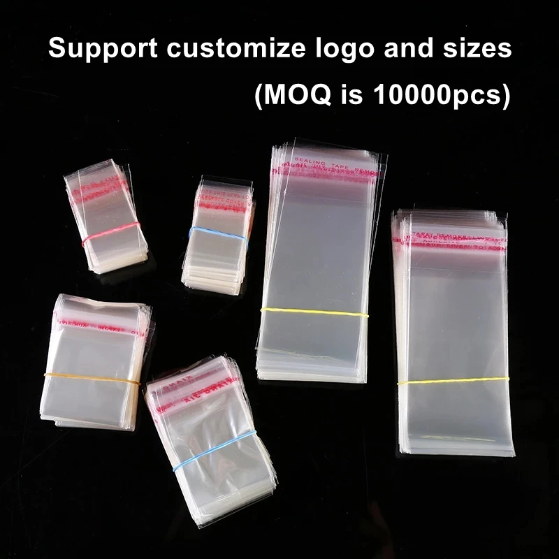 

StoBag Customized Transparent Plastic Bag Print Logo Clear Opp Self Adhesive Hanging With Hole Top Open Flat Bags