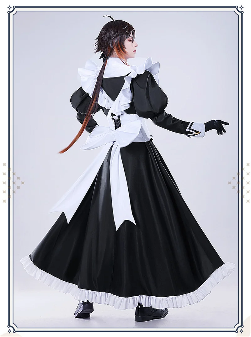 Vivi-Cos Game Genshin Impact Zhongli Men's Maid Outfit Cute Cosplay Costumes Halloween Role Play Party New S-XL