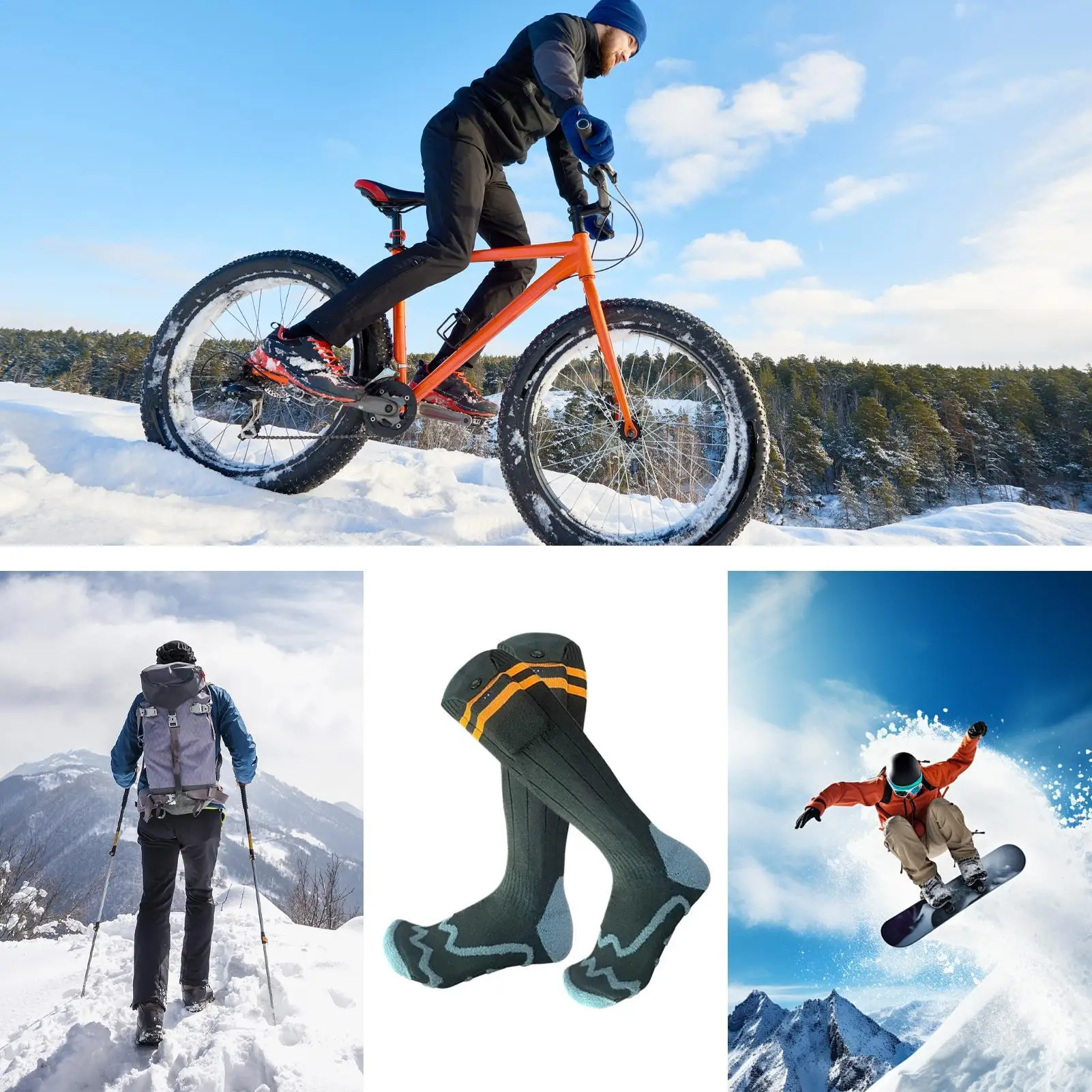 USB ساخنة الجوارب 4 مستويات، التزلج جهاز تدفئة القدمين، النساء الرجال المشي لمسافات طويلة ركوب الدراجات الرياضات الشتوية الجليد الصيد لوازم التخييم