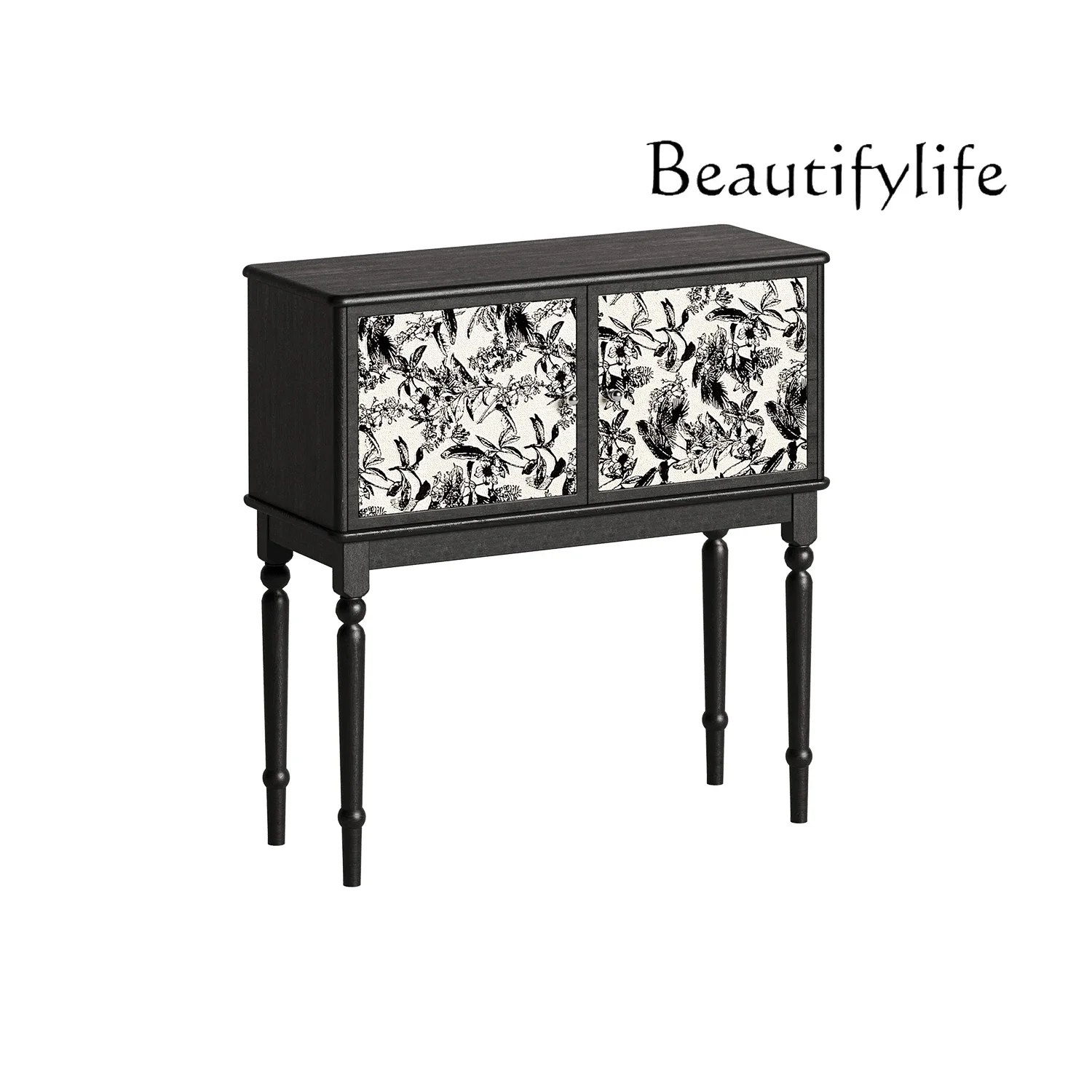 N40 French retro solid wood chest cabinet household entrance living room multi-functional integrated wall antique locker