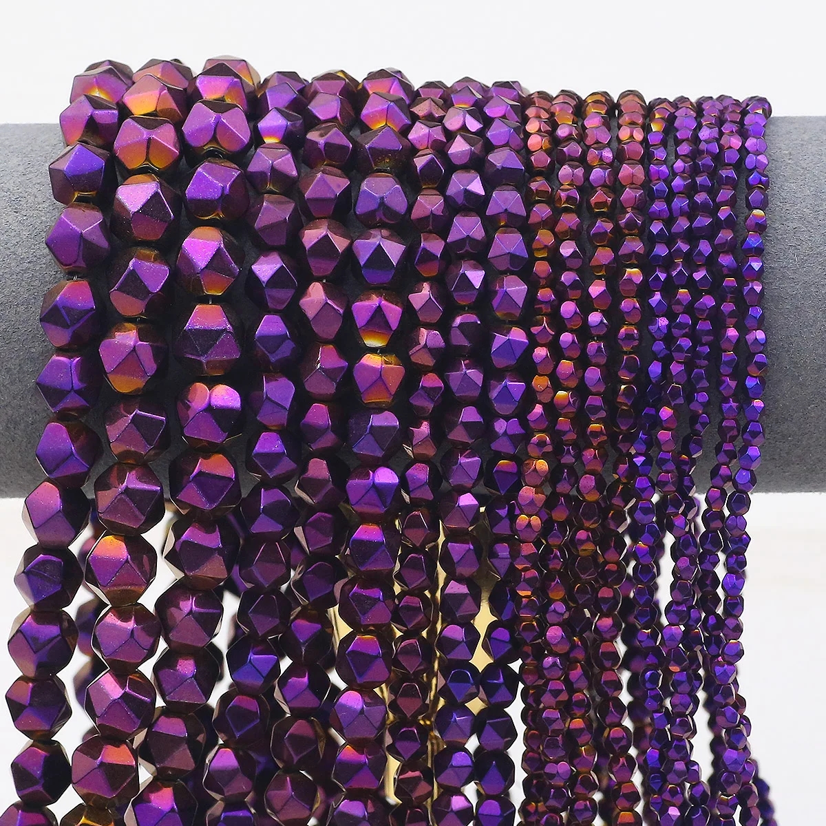 Faceted Round Purple Hematite Natural Stone Loose Spacer Beads For Jewelry Making DIY Bracelet Necklace 15‘’ Strand 3/4/6/8/10mm