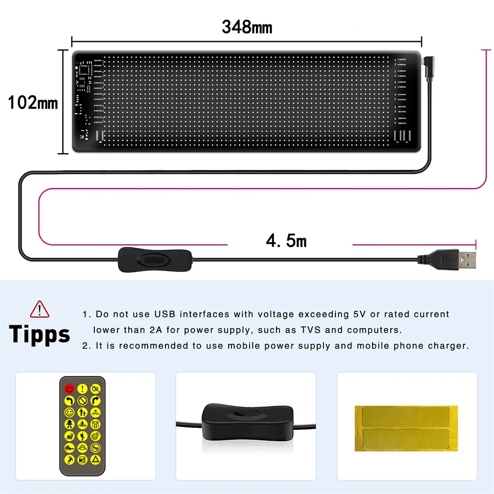 Samochód LED matryca Panel pikseli DIY oświetlenie RGB Graffiti przewijana tablica tekstowa przednia szyba ekran reklamowy kontrola aplikacji