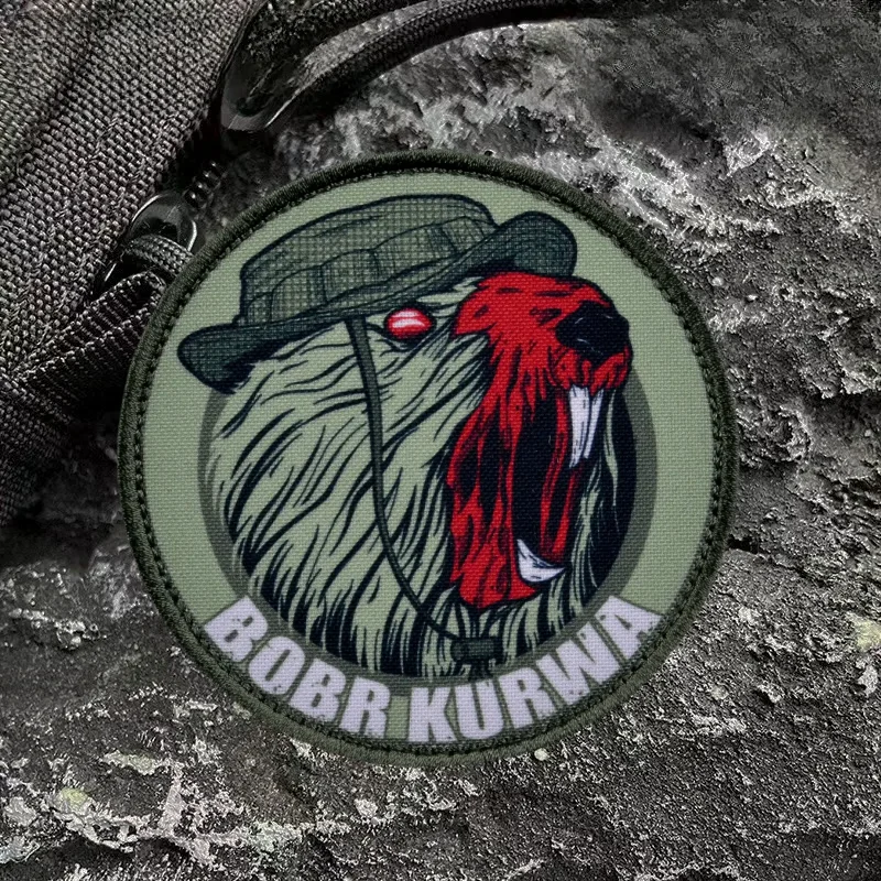 “Beaver” Tactical Patch on Cloth Military Bobr Kurwa Armband Printed Morale Badge Patches Klett Combat Applique Backpack Sticker