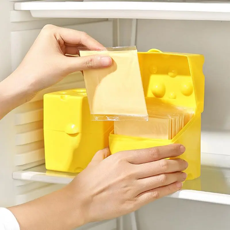 Cheese Storage Box Refrigerator Food Storage Container Cute Cheese Shaped Cheese Slice Storage Box Fresh-Keeping Tea Bag Jar