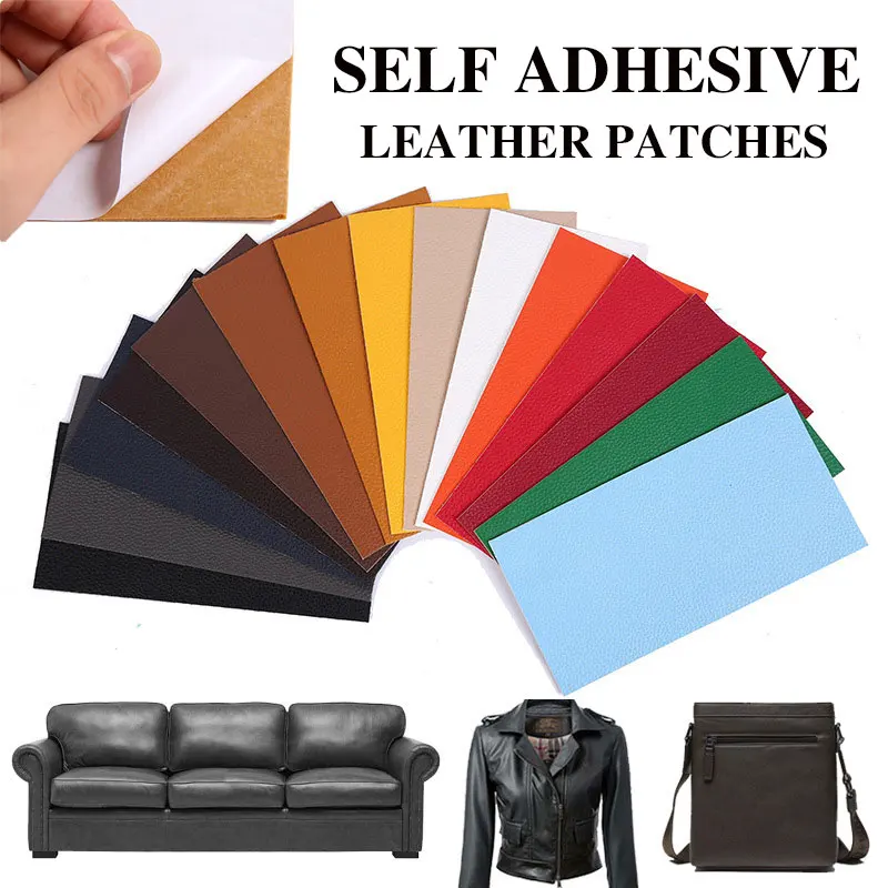 

2pcs Self Adhesive Leather Patches 20x10cm Lychee Pattern PU Fabric Stickers for DIY Apparel Sofa Repair Sewing Supplies
