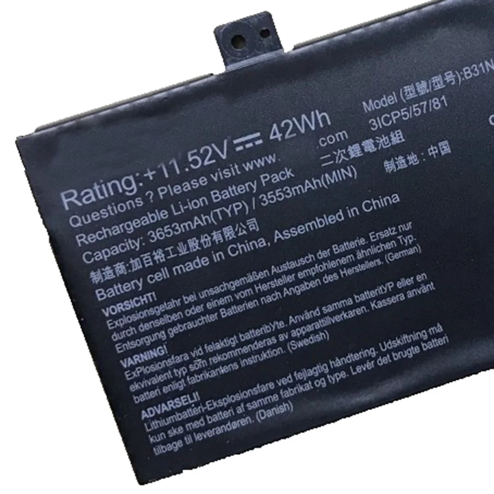 オリジナルのラップトップバッテリー,11.55v,42w,b31n1632,3icp5/57/81 0b200-02540000,asus viobook 14 x405 x405u x405ua用