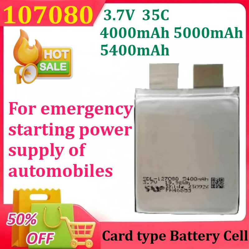 New 107080 Battery Cell  3.7V  35C 4000/5000/5400mAh Card Battery Start Power Supply