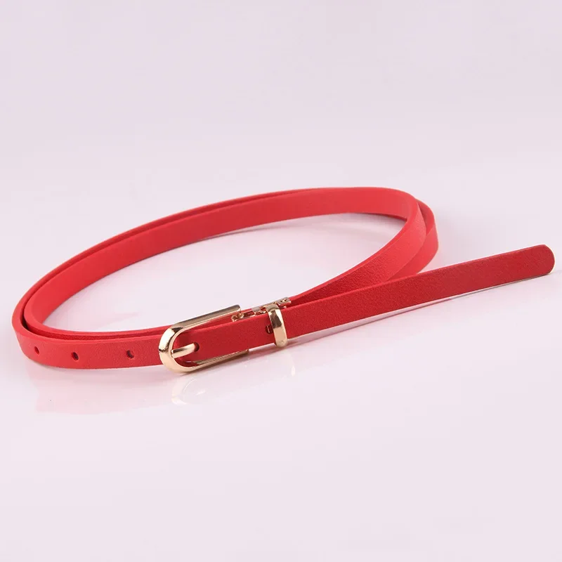 New Fashion Black White Red Brown Blue Yellow Pink Thin Pu Leather Belt Female Waist Belts for Women Dress Jeans Strap Belts