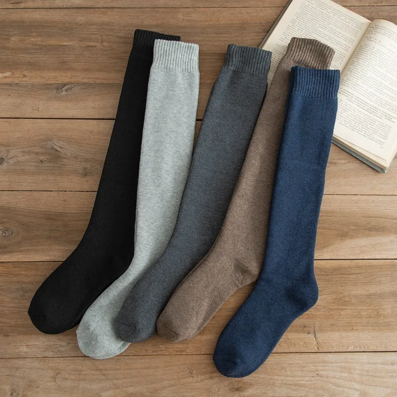 1/5 pairs Winter Fashionable Men's Knee Long Socks Wool Keep Warm Longer Stocking Socks comfortable Cotton Thicken men socks view 6