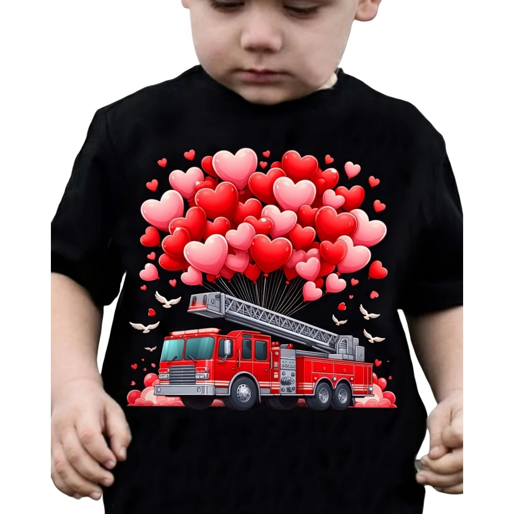 

Kids Clothes Valentine's Day Graphic T Shirts Girls Clothes Round Neck Tops Summer Children Top Short Sleeve Children's Clothing