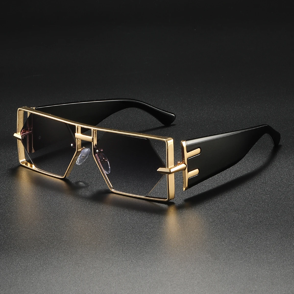 Coole Luxus-Sonnenbrille für Damen, quadratisch, aushöhlen, Designer-Brille, kräftig, Vintage, Ins Fashoin Shades – Detail 5