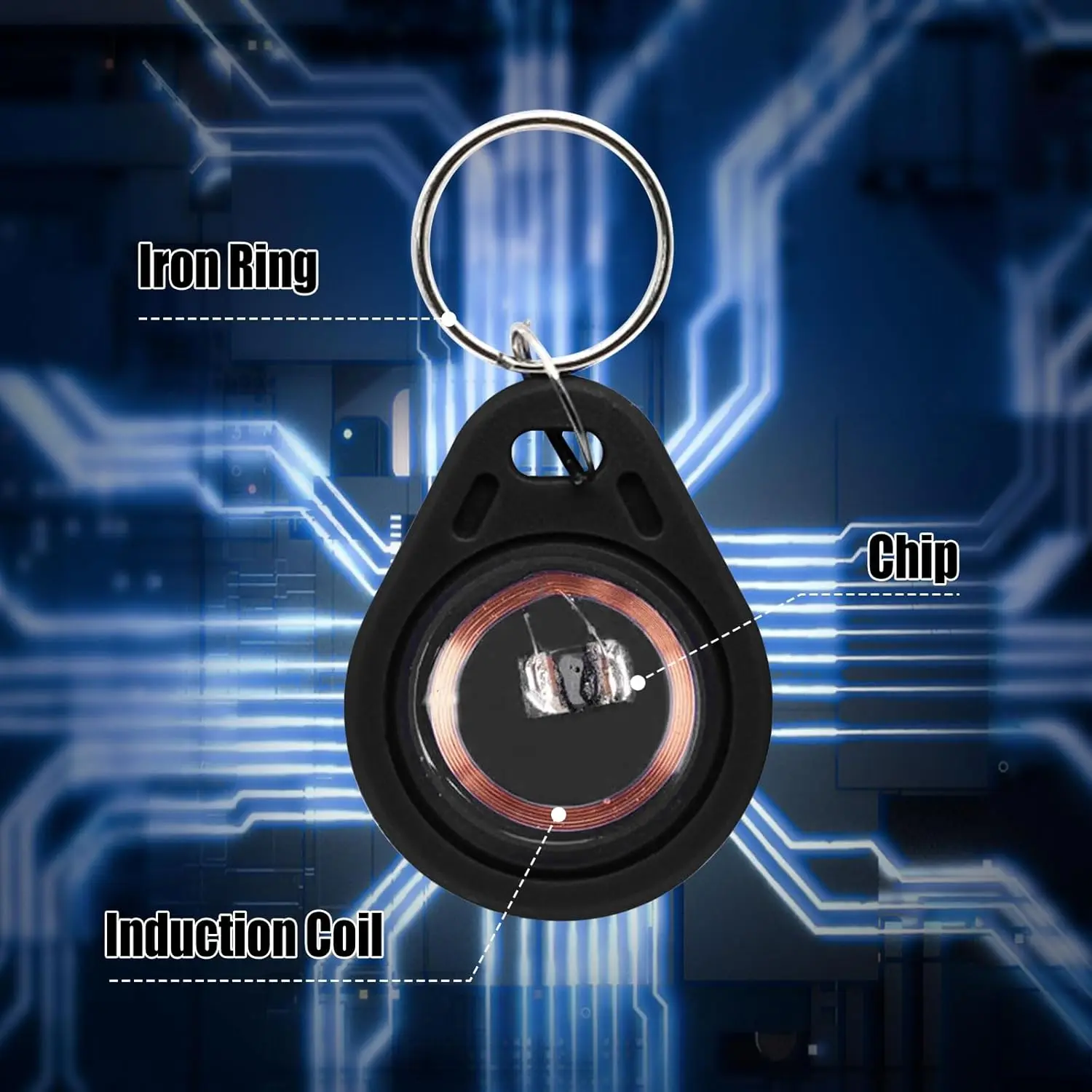 5Pcs 125KHz RFID Keyfob EM4100 TK4100 Proximity ID Card Tag Read Only ABS Waterproof Keychain Token Access Control System